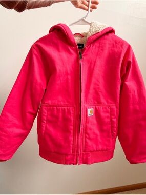 Carhartt Hot Pink Sherpa-Lined Hooded Work Jacket